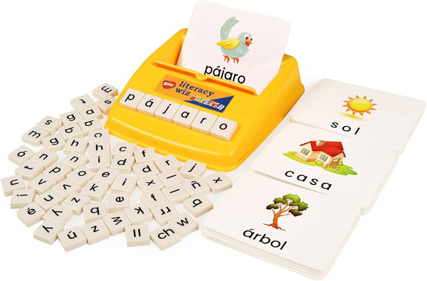 BOHS Spanish Literacy Wiz Spelling Game, Espanol Lower Case 60 Flash Cards for Preschool Learning