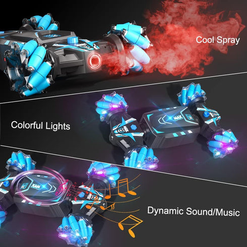 Axirata Remote Control Car Hand Controlled Gesture Stunt Car with Spray, Lights & Music for Kids 6-13, 4WD 2.4GHz