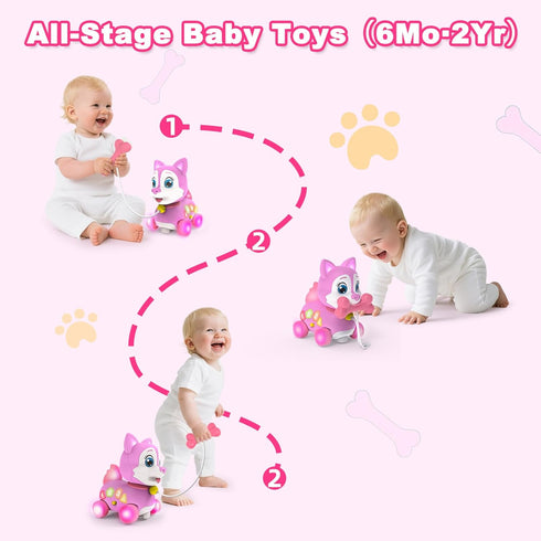 Holaxander 6-12 1+ Tummy 1st 1-2 Musical Puppy Toy Months,Baby Bilingual Toddler Learning for Year Old Girl Gift,Baby