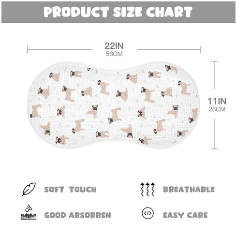 KICPOAY 2 22 11 Inch Muslin Baby Burp Cloths, Cute Pug Puppy Dogs Muslin Baby Rags Comfy Soft Absorbent in for Newborn