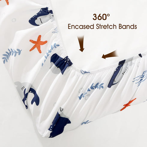 3 Pack 28x52 Inches PHF Soft Shark Crib Sheets Fitted, Comfy Breathable Baby Sheets for Boys, Fits Standard Crib