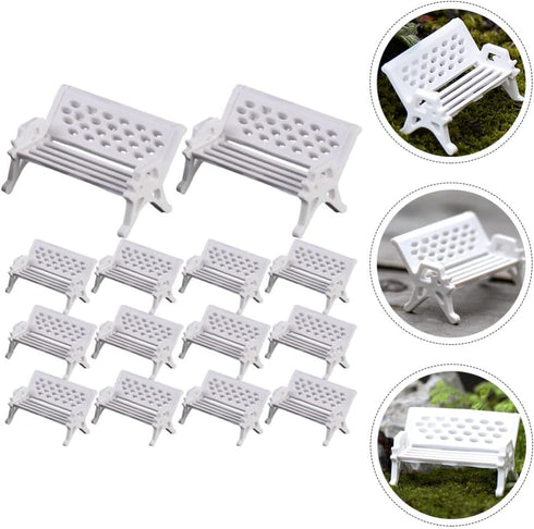 NUOBESTY 15Pcs Mini House Bench Model Doll Furniture Decor for Home