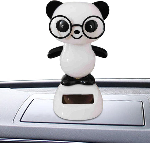 Black and White Solar Dancing Panda Bear Tiger - Shaking Dancing Animal Figurine for Car Interior Home Decor