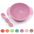PrimaStella Unbreakable Silicone Non-Slip Bowl and Chew Spoon Set for Babies and Toddlers (Purple)