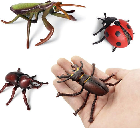 Odowalker 8 4" pcs Lifelike Assorted Plastic Insects Bugs Figures Realistic Sandbox Butterfly, Bee, Ladybug