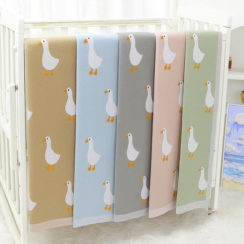 Cozy 36x28 Cotton Baby Blanket Knit Soft Swaddle Receiving Blankets Toddler Infant Blanket with Lovely Duck for Newborn