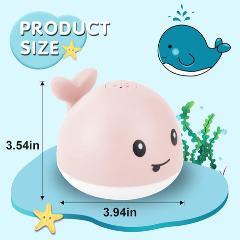 2024 Upgraded Baby Bath Toys, Light Up Whale Sprinkler Pool Toys for Kids Ages 1-3, Pink