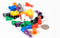 Plastic Pawns: Set of 36 Black, Grey, White, Red, Orange, Yellow, Green, Blue, Purple Color Board Game Pieces