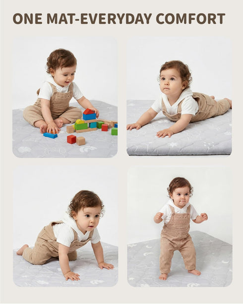 5050in, 1.6in Joypony Baby Play Mat for Floor Quilted Extra Thick Crawling Mat for Toddlers, Non-Slip Kids Play Mats