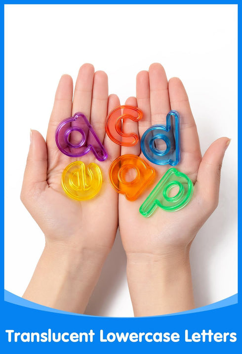 78 Pcs Translucent Lowercase Letters - Plastic Alphabet Letters - Light Table Play and Early Learning Manipulatives