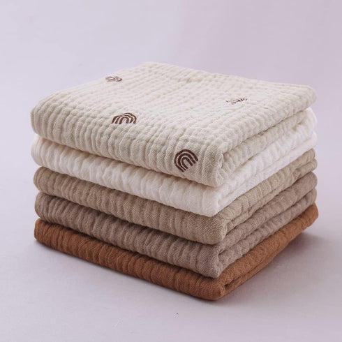 HYROOY 5 Pcs Towel Baby Face Cloth Baby Bath Towel Handkerchief Cotton Burp Cloth Soft Absorbent Gauze Kindergarten