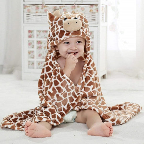 Gneliwm Baby Hooded Blanket Newborn Infant Soft Warm Swaddle Wrap Animal Face Coral Fleece Shower Bath Towel