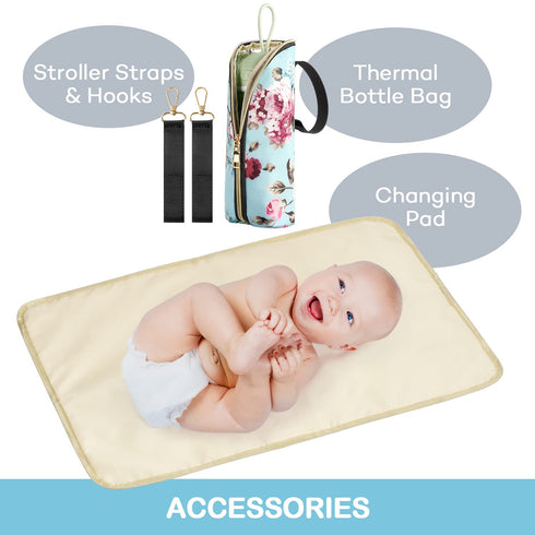 Backpack, Pack LitBear Diaper Bag Large Capacity Multifunction Nappy Bags, Waterproof Baby Bag Floral Insulated Sturdy