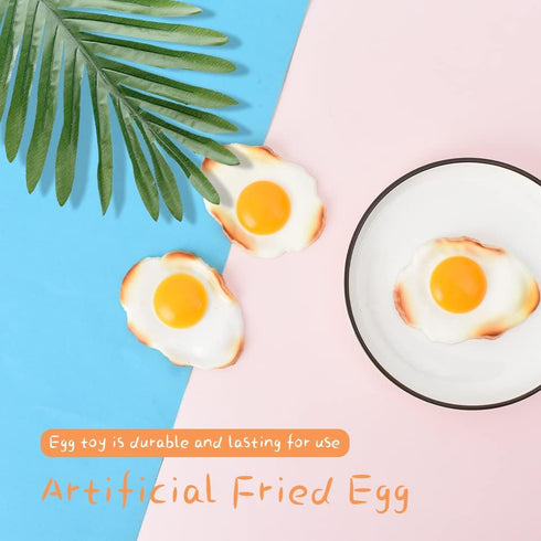 2pcs Fake Fried Egg Simulation Artificial Food Play Food Model Play House Kitchen Decoration