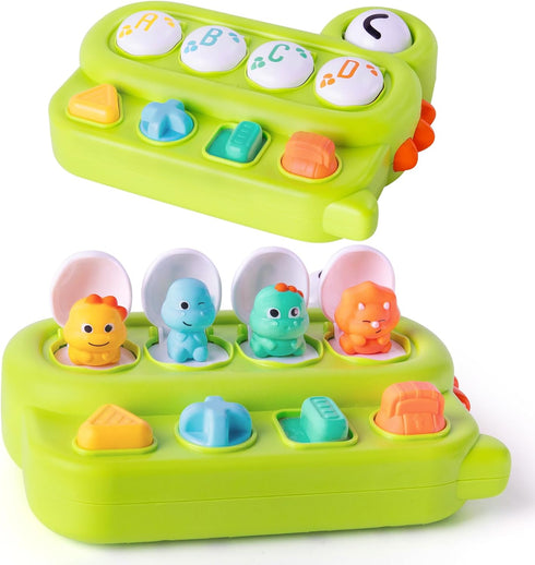 Cause and Effect Toy for Toddlers Age 1-3, Pop Up Dinosaur Sensory Early Learning Toy for Babies