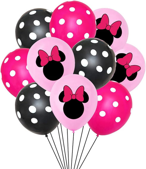 50pcs Pink Mouse Birthday Decorations, 3 Year Old Girl Party Supplies, Balloons, Cake Topper, Cupcake Topper