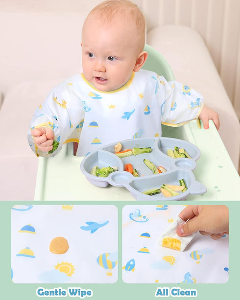 Lictin Long Sleeve Baby Bibs for Boys Girls - Waterproof Toddler Smock for Eating, 0-24 Months
