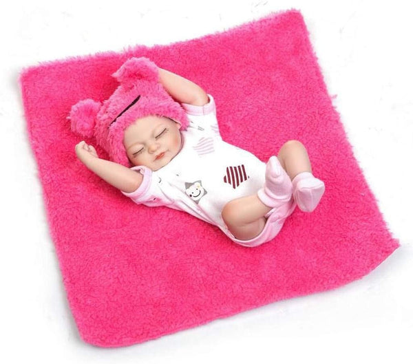 TERABITHIA Miniature 10" Realistic Beautiful Dreamer Newborn Baby Doll Kits, Silicone Full Body Washable