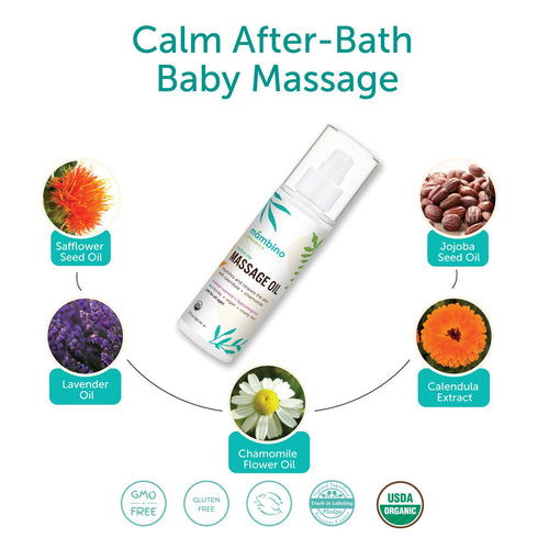 2-Pack 5 oz Mambino Organics Massage Baby Oil Organic, Nourishing with Egyptian Calendula, Chamomile & Lavender Gentle