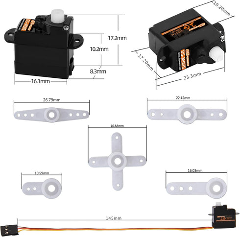 DSPOWER 5PCS 2G 3.7-4.2V 1/24 Plastic Gear Mini Servo, RC Micro Coreless Motor Digital Servos Kit for Fixed-Wing