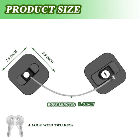 Refrigerator Lock with Key, 2 Pack Fridge Locks for Freezer, Cabinets, and Drawers with 4 Keys