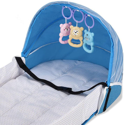 Dan&Dre 018 Baby Travel Cot with Mesh Cover and Canopy Foldable Crib with Toy Bar, Converts to Carry Bag, for Ages