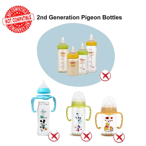 Pack 2, of Bottle Handles Grips Compatible with Pigeon Nursing Bottles, PPSU/PP/Glass Nursing Wide Neck Bottles (Colors