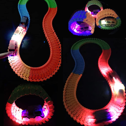 Tracks Cars Replacement with LED Light Glow Car Toys, Glow in The Dark Race Car Track Compatible with Toys for Kids Age