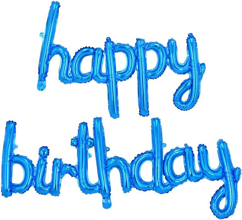 BEISHIDA Blue Happy Birthday Balloons Banner, 16 Inch Mylar Foil Birthday Letters Balloons for Kids Adults Ocean Theme