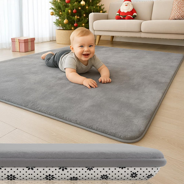 Lansber 50X 50 Thick Padded Baby Floor Play Mat 1.2" Cushioned Velvet Surface