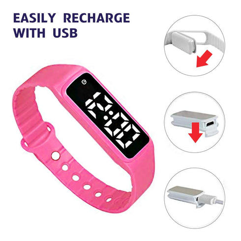 e-vibra Countdown Potty Training Watch - Silent Vibrating Alarm Watch Pill Reminder Watch with Timer (Light Pink)