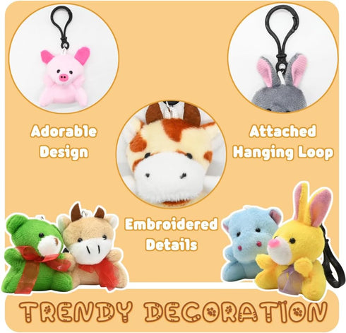 UMEELR Small Stuffed Animal Keychain, Tiny Plush Animals Toys Bulk for Kids