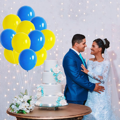 50 Pcs 12inch Yellow and Blue Balloons for Birthday & Wedding Parties