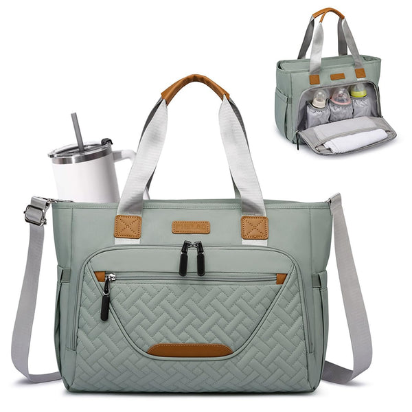 FHELAD Diaper Bag Tote, Large Tote Diaper Bag with 16" Laptop Compartment,
