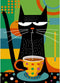 Bgraamiens Puzzle - Coffee Cat - 1000 Pieces Modern Art Cartoon Cat Puzzle for Adults
