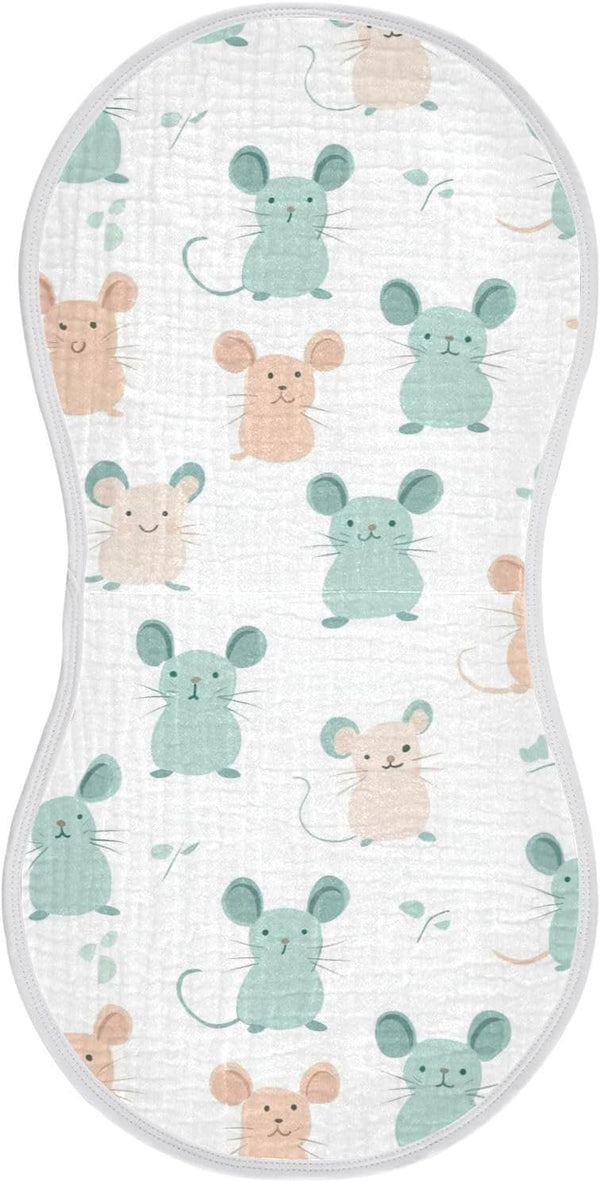 tplaotee Boho Simple Style Mouse Cute Cotton burping Cloths for Babies Soft Touch