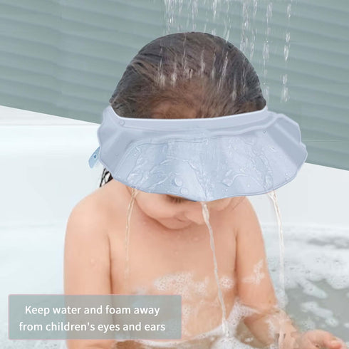 Baby Kids Shower Cap Shower Cap for Kids Shampoo Bath Bathing Hat Silicone Adjustable Washing Hair Shower Bathing Protection Bath Cap for Toddler, Baby, Kids, Children (Blue)