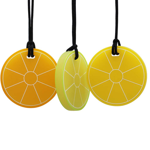 (3 Pack) Xtra Tough Lemon Sensory Chew Necklace - Chewing Necklace Teething Necklace Teether Necklace Chew Toys