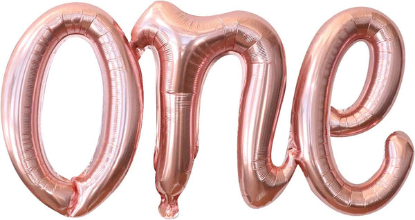 KatchOn Rose Gold One Balloons for 1st Birthday, 20 Inch Foil Balloon Letters, Baby Girls 1st Birthday Decoration