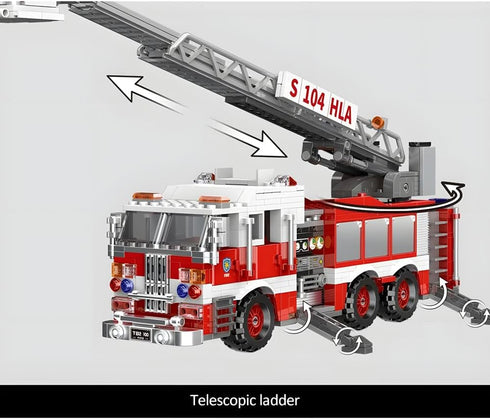 BYWbricks Set (711 City Ladder Fire Truck Building Blocks pcs) Toy Station Firetruck Bricks Collectible Fire Engine