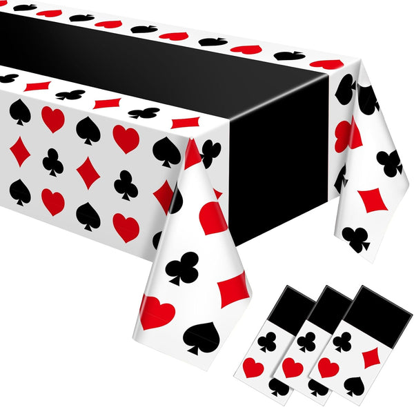 3 Pcs Casino Theme Party Decorations, Poker Tablecloth and Disposable Table Cover for Game Birthday Party Supplies (51
