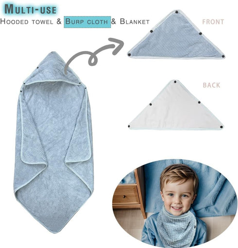3 1 36 36inch, 2 Pack, ICOPUCA Baby Hooded Towel-Removable Hood, in Newborn Baby Bath Towel, * Hemp Gray & Light Blue;