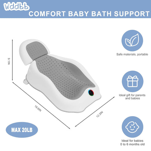 6 Baby Bath Support,Ideal for Babies Less Than Months Old,with Thermometer-Adjustable Slope Newborn Bathtub, Baby tubs