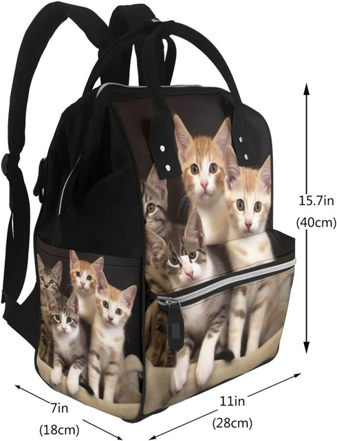 DWVTSLH Backpack Mummy Backpack Kittens Family Cats Diaper Bag Multifunction Nappy Bags Waterproof Large Capacity