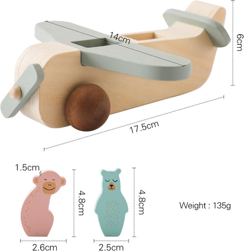 Set Set ibwaae Wooden Airplane Toys for Toddlers, Air Transport Vehicles Play Baby Push Car Toys for Babies Montessori