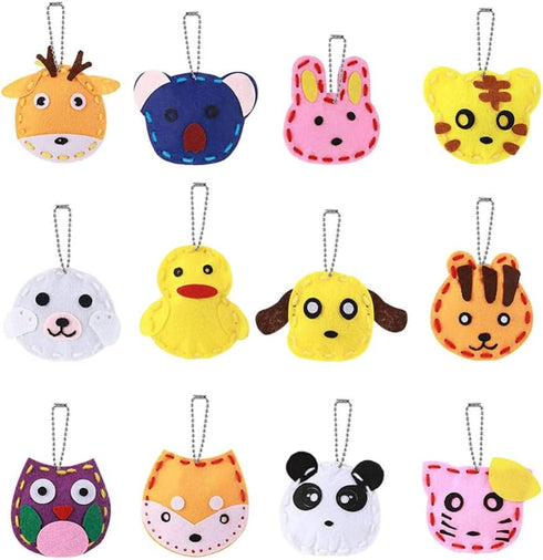 Educational 12 Pcs Sewing Kit, Stuffed Animal Sewing Kit DIY Felt Animals Craft Kit for Beginners Girls Boys.