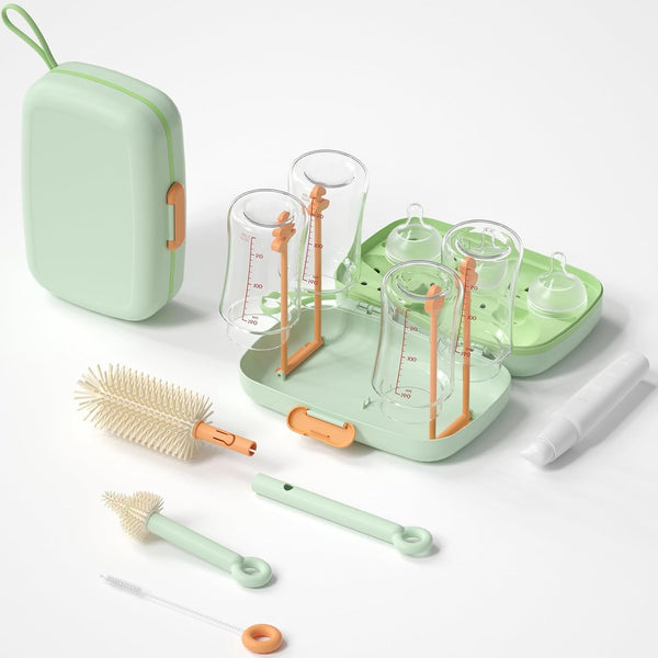 suvast 7in1 Travel Bottle Cleaner kit,Baby Essentials, with Bottle BrushNipple BrushStraw Cleaner BrushSoap