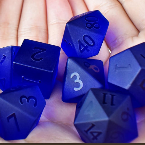 Blue Gemstone DND Dice Set, 7PCS Polyhedral Gem Stone Dice for Role Playing Game