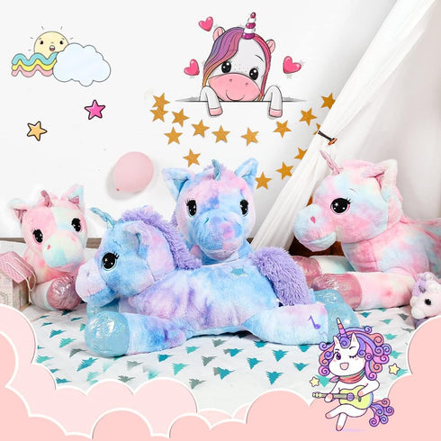 Muiteiur Giant Unicorn Stuffed Animal - XL 43.4 inch Blue Plush Pillow Gift for Girl Boy Kid