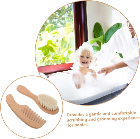 WEKAMOS 1Set Hair Brush with Soft Bristles for Gentle Grooming Handle Bathing Kit for Newborns and Easy to Clean Comb